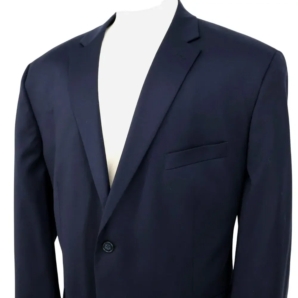 Jos A Bank Sport Coat Mens 52R Navy Blue Wool Jacket Lined Blazer Preppy Career